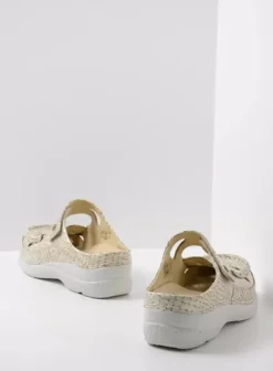 Slippers|Klompen|Wolky Roll Talaria beige crocolook leer