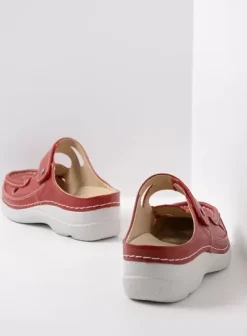 Slippers|Klompen|Wolky Roll Talaria rood zomer leer