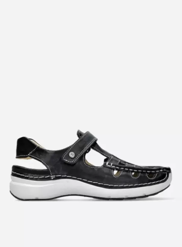 Sandalen|Wolky Rolling Sun zwart leer