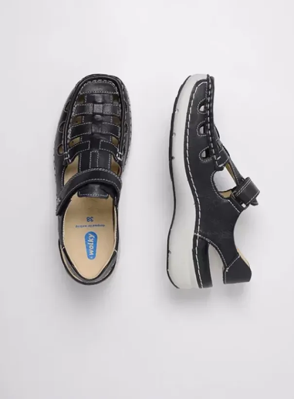 Sandalen|Wolky Rolling Sun zwart leer