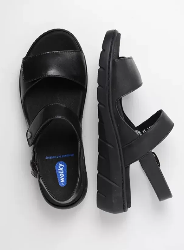 Sandalen|Voorjaar/zomer|Wolky Santorini zwart leer