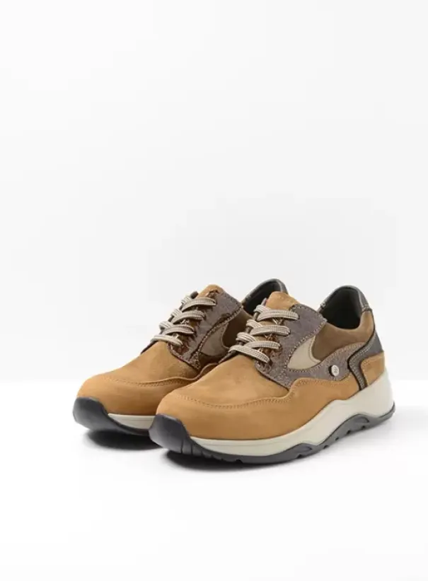 Wandelschoenen|Sneakers|Wolky Sappho cognac combi leer