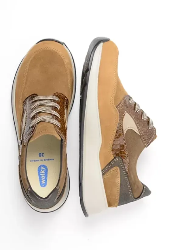 Wandelschoenen|Sneakers|Wolky Sappho cognac combi leer