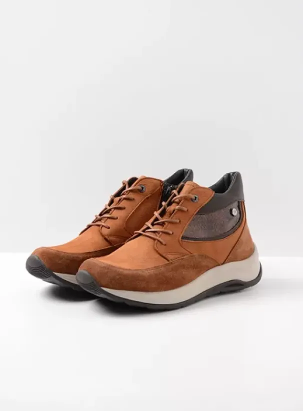 Wandelschoenen|Veterschoenen|Wolky Scone WR cognac combi leer
