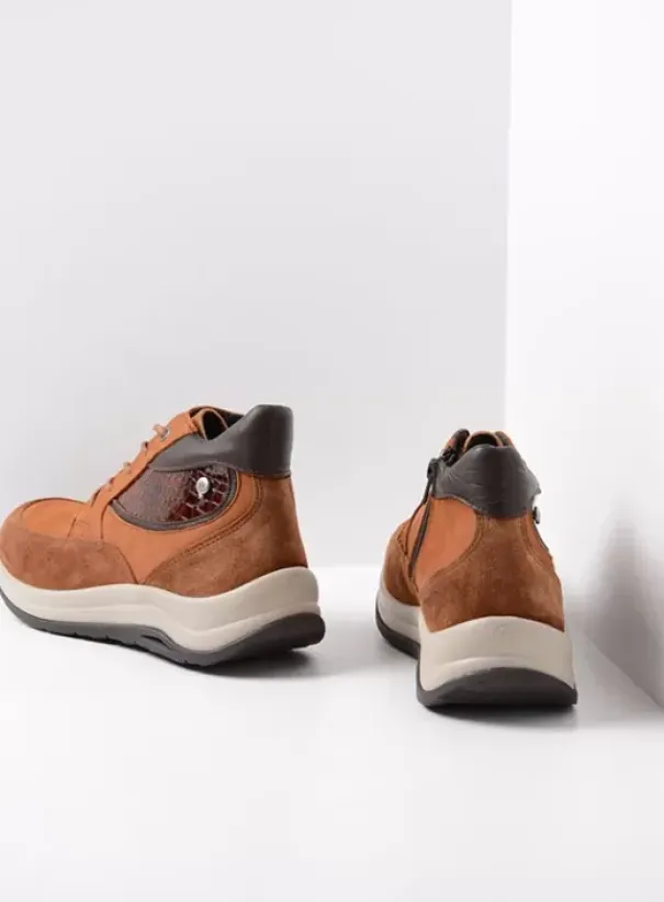 Wandelschoenen|Veterschoenen|Wolky Scone WR cognac combi leer