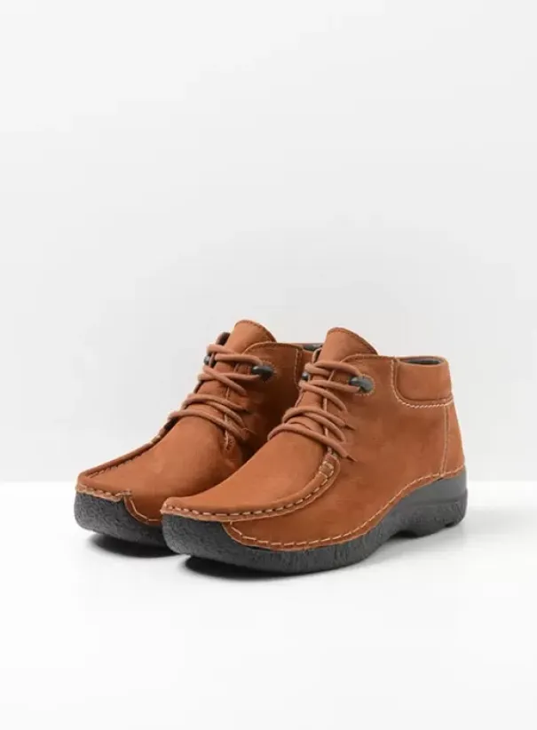 Veterschoenen|Wolky Seamy Moc cognac nubuck
