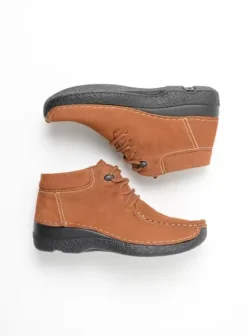 Veterschoenen|Wolky Seamy Moc cognac nubuck