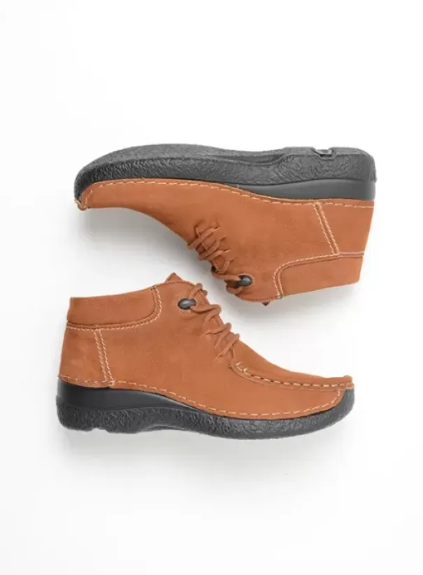 Veterschoenen|Wolky Seamy Moc cognac nubuck