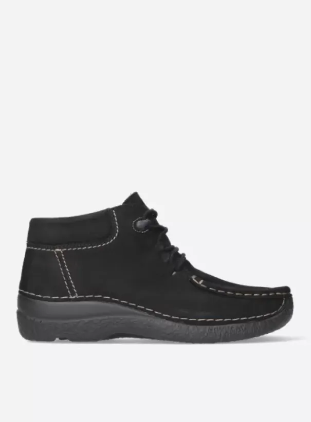 Veterschoenen|Wolky Seamy Moc zwart nubuck