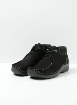 Veterschoenen|Wolky Seamy Moc zwart nubuck