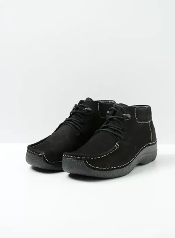 Veterschoenen|Wolky Seamy Moc zwart nubuck