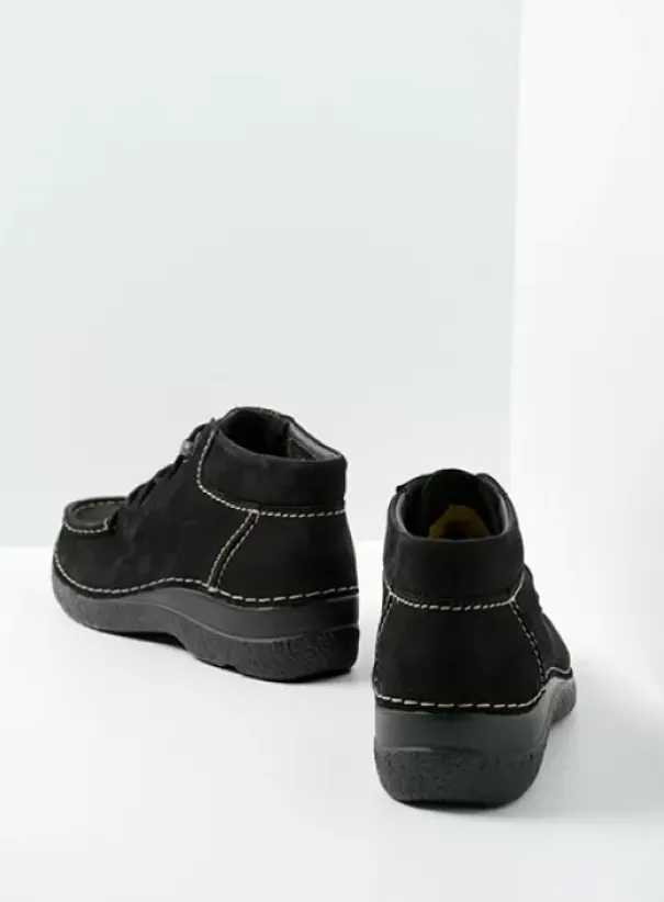 Veterschoenen|Wolky Seamy Moc zwart nubuck