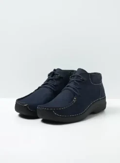 Veterschoenen|Wolky Seamy Moc blauw nubuck