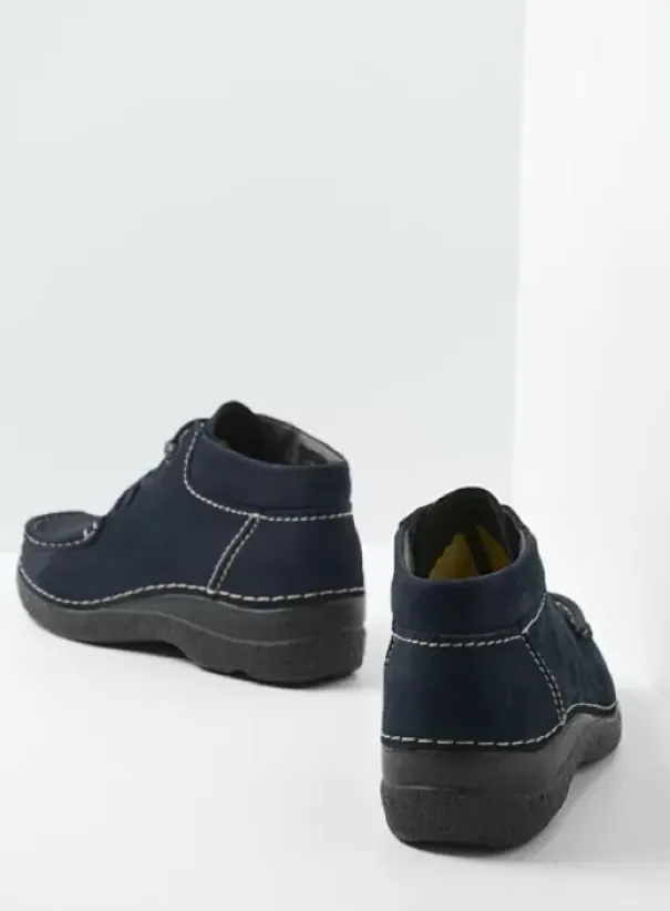 Veterschoenen|Wolky Seamy Moc blauw nubuck