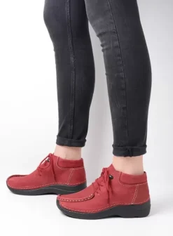 Veterschoenen|Wolky Seamy Moc bordeauxrood nubuck
