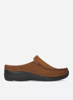 Slippers|Klompen|Wolky Seamy Slide cognac nubuck