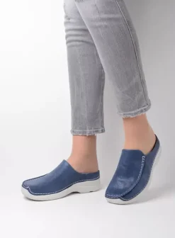 Slippers|Klompen|Wolky Seamy Slide denim nubuck