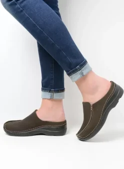 Slippers|Klompen|Wolky Seamy Slide cactus nubuck