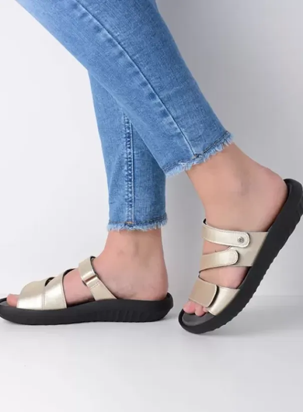 Slippers|Voorjaar/zomer|Wolky Sense goud leer