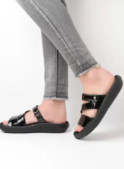 Slippers|Wolky Sense Vegan zwart vegan lak