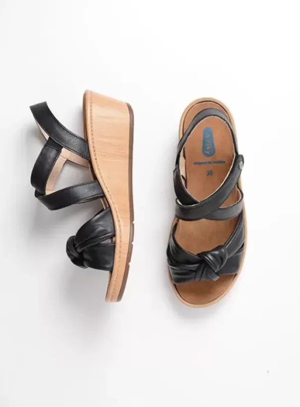 Sandalen|Voorjaar/zomer|Wolky Sisal zwart leer