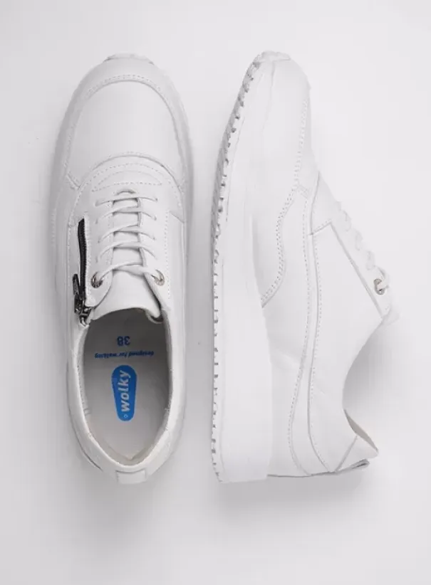 Sneakers|Veterschoenen|Wolky Sprint wit leer
