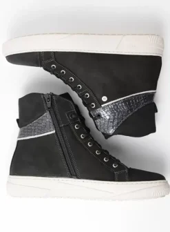 Veterschoenen|Wolky Wheel zwart combi leer