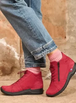 Hielspoor|Wandelschoenen|Wolky Why bordeauxrood nubuck