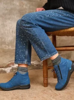 Hielspoor|Veterschoenen|Wolky Why atlantisch blauw nubuck