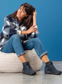 Hielspoor|Wandelschoenen|Wolky Whynot blauw nubuck