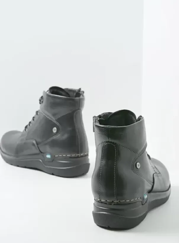 Hielspoor|Wandelschoenen|Wolky Whynot zwart leer