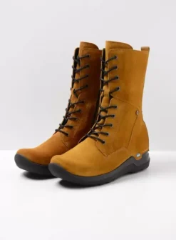 Hielspoor|Wandelschoenen|Wolky Zigzag donker oker suede