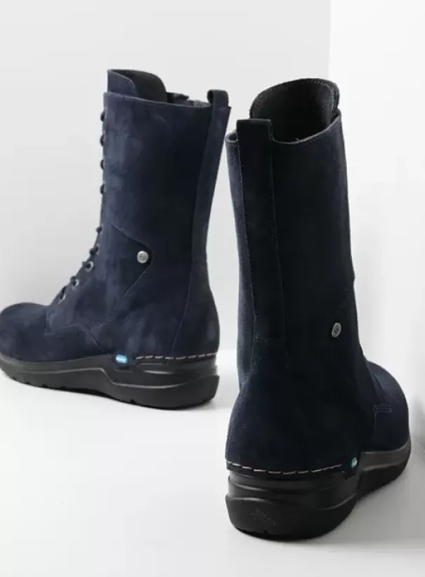 Hielspoor|Wandelschoenen|Wolky Zigzag blauw suede