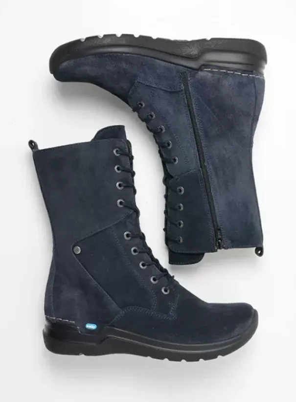 Hielspoor|Wandelschoenen|Wolky Zigzag blauw suede